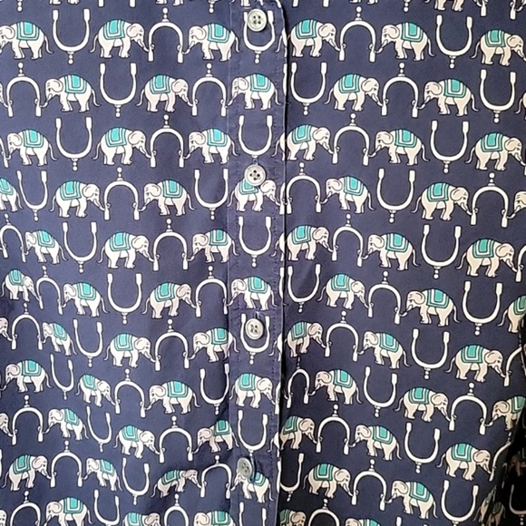 J. Crew Womens Perfect Slim Blue Elephant Print Button Front Shirt - Size 8 - Picture 3 of 7